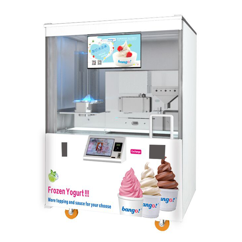 Robô fazendo máquina de venda de iogurte congelado
